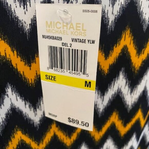 MICHAEL KORS Ikat Pattern Chain-Strap-Cold-Shoulder-Blouse ( MEDIUM ) NWT $89.50 - Picture 4 of 5